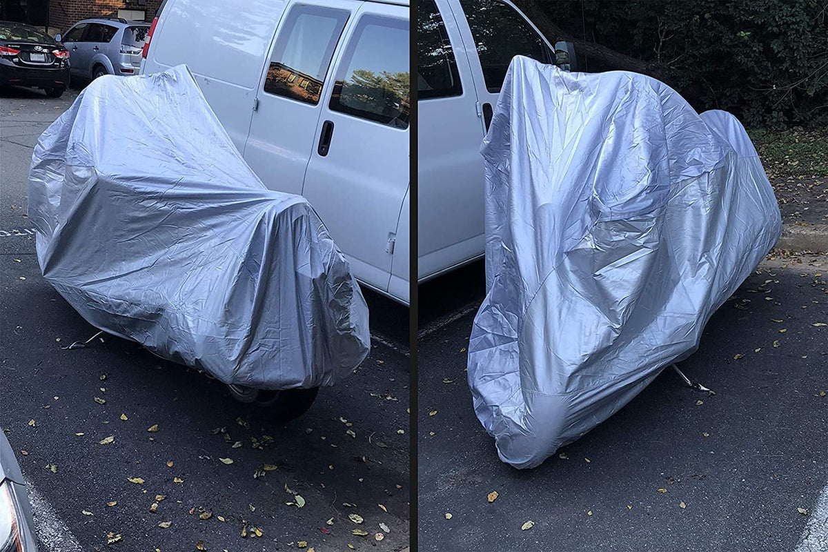 Motorcycle Cover with Reinforced Securing Straps and Storage Bag F65257