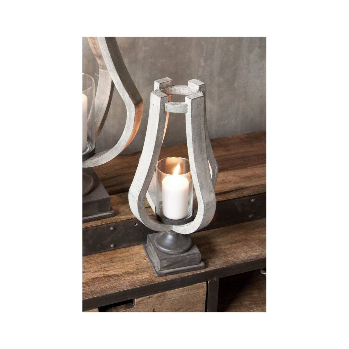 Beige Wood Candle Holder M97597