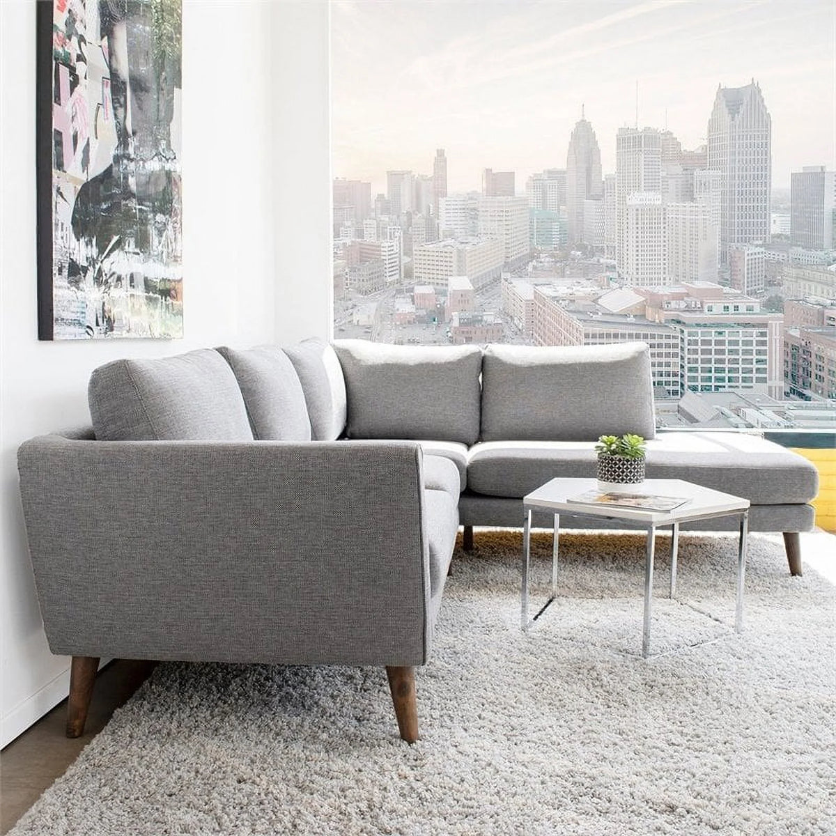 Light Gray Sectional Sofa Right Chaise K70115