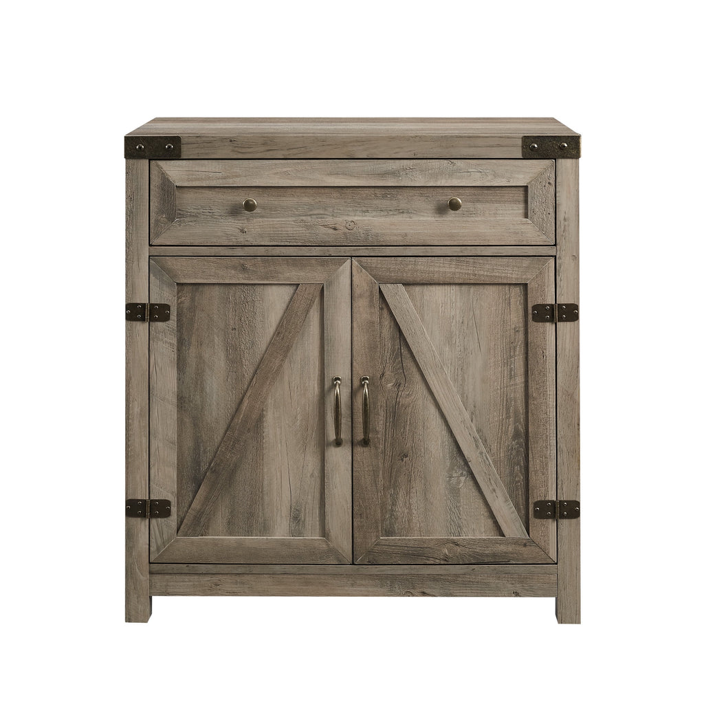 Grey Wash Sliding Barn Door Accent Cabinet E3757
