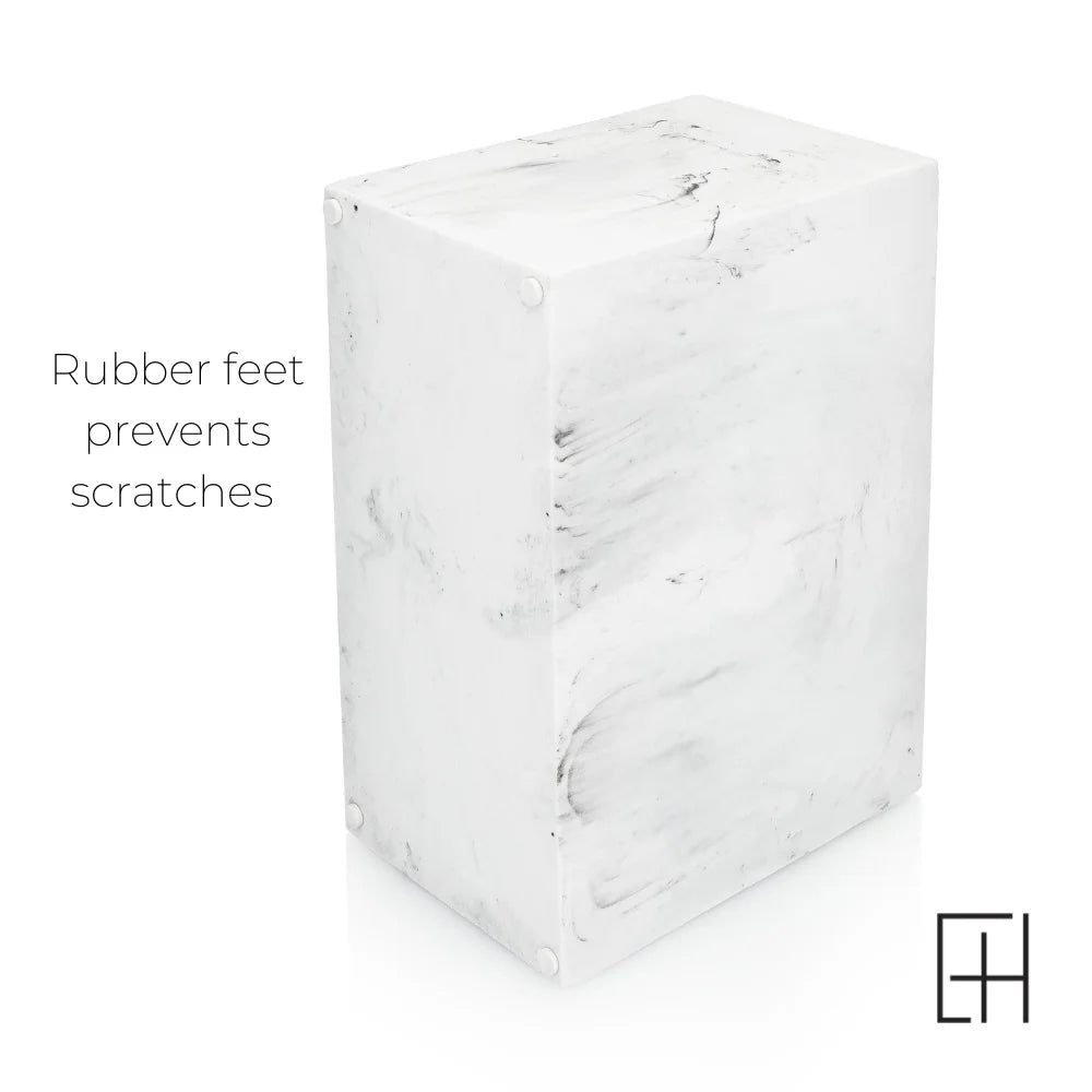 White Marble Rectangular Utensil Holder with Two Compartments I6048