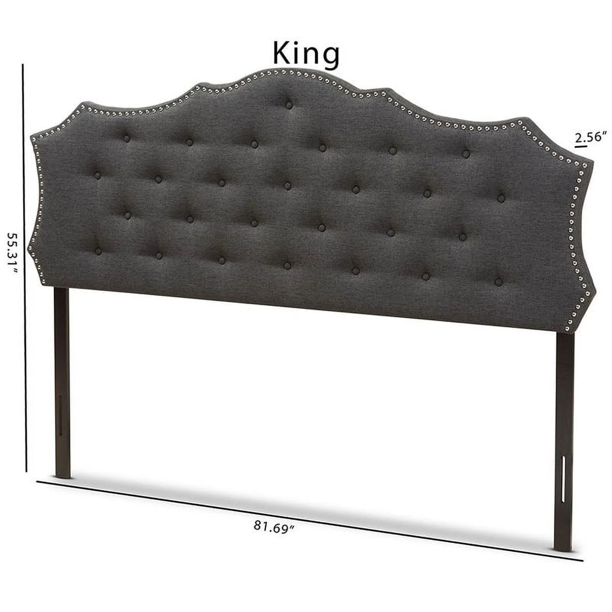Gray Tufted Fabric King Panel Headboard V241