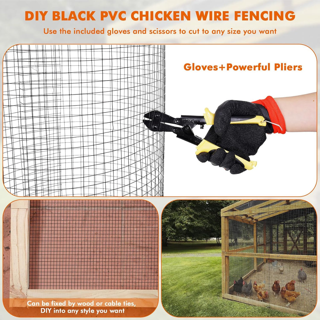 1/2 inch 36 x 100 ft 19 Gauge Black PVC Coated Galvanized Wire Mesh Roll N78860