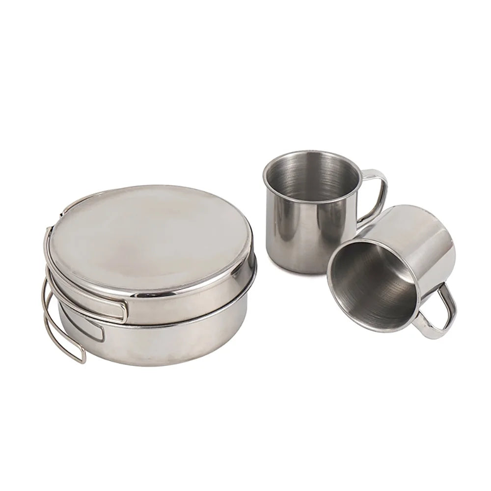 8PCS Stainless Steel Camping Cookware Mess Kit O389595