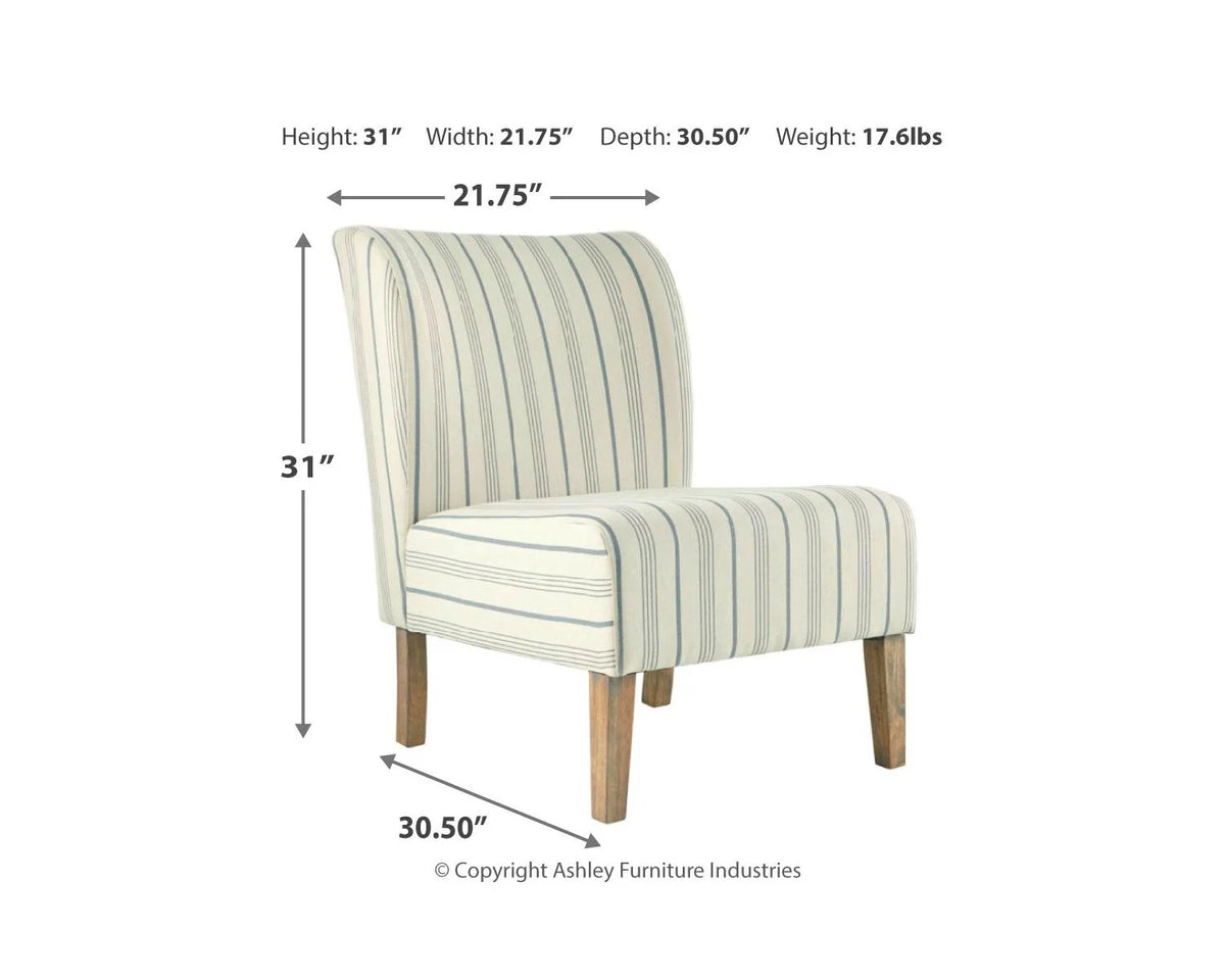 Cream with Blue Pinstripe Armless Accent Chair E477