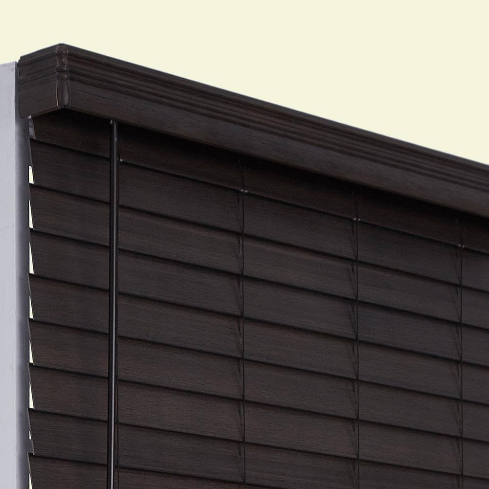 Brown Oak Cordless 2.5 in. Distressed Faux Wood Blind N670824