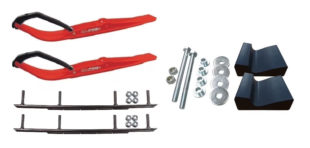 Red Razor Snowmobile Skis with 10" Round Bars Complete Kit U90612