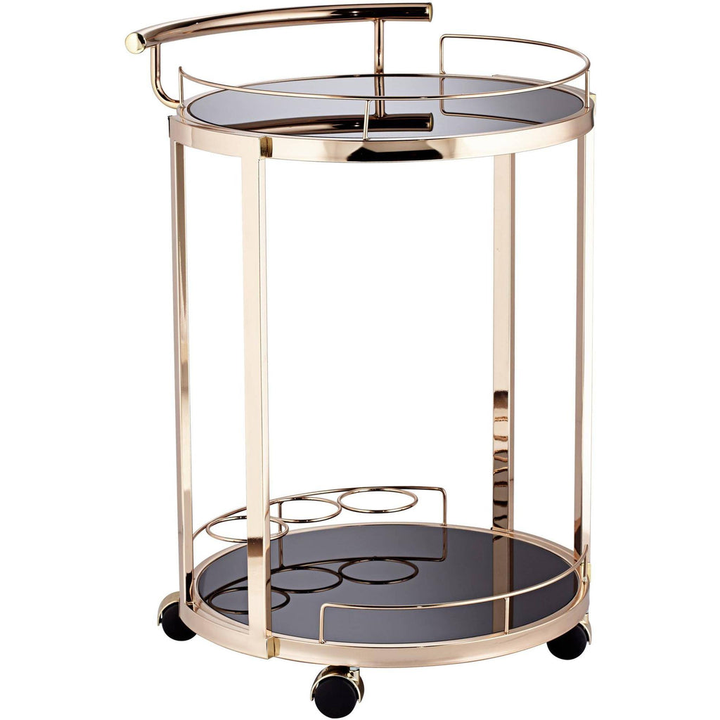 Round Black Glass Serving Cart U512037
