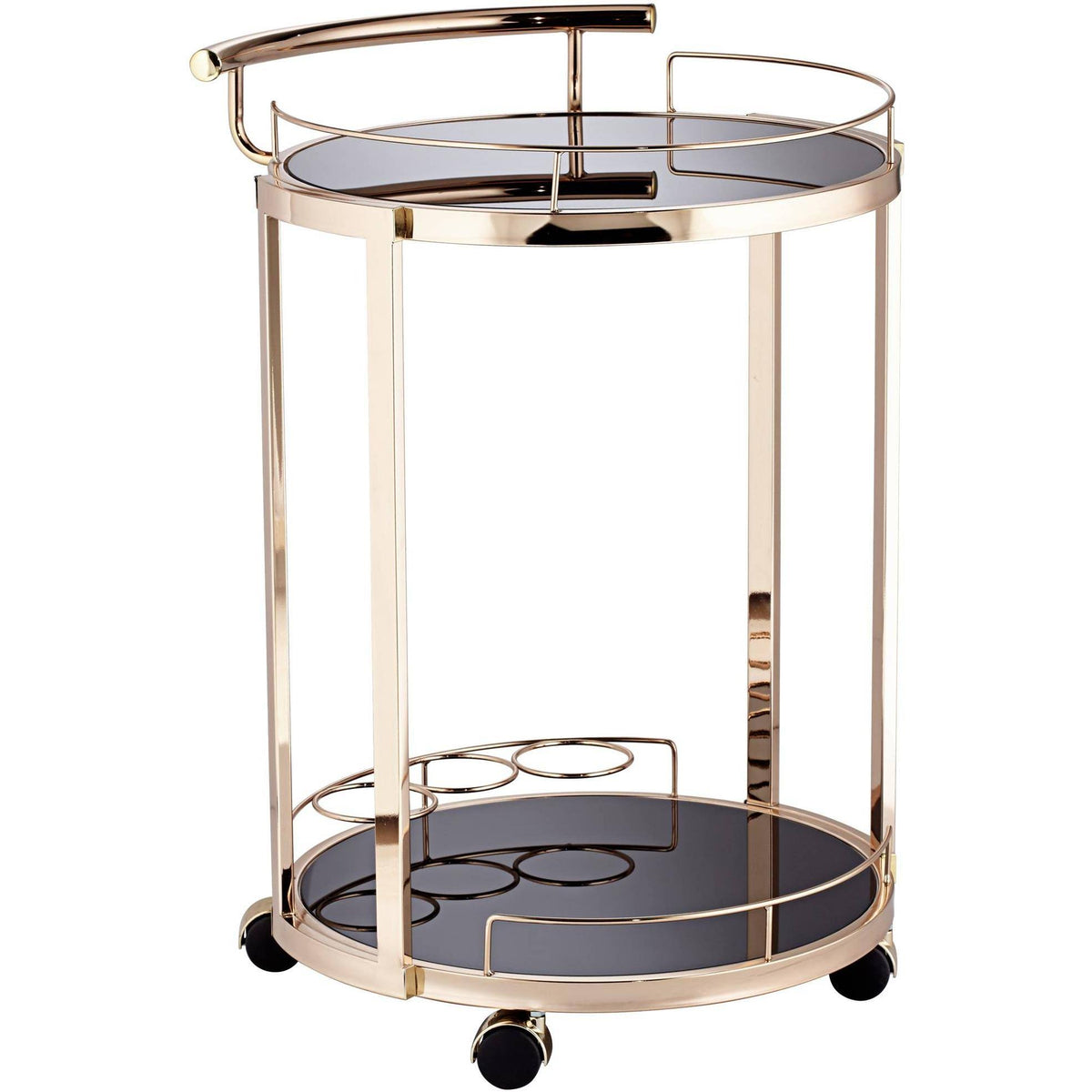 Round Black Glass Serving Cart U512037