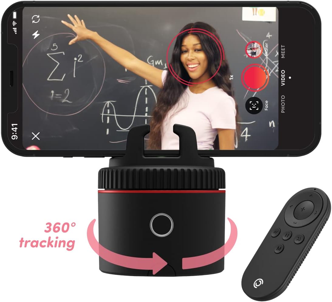 Pivo Pod One Starter Pack (Pod Red) - Content Creation Basic Set - 360° Auto Tracking - Mount & Case - Selfie Vlogging Face & Body Tracking F866404