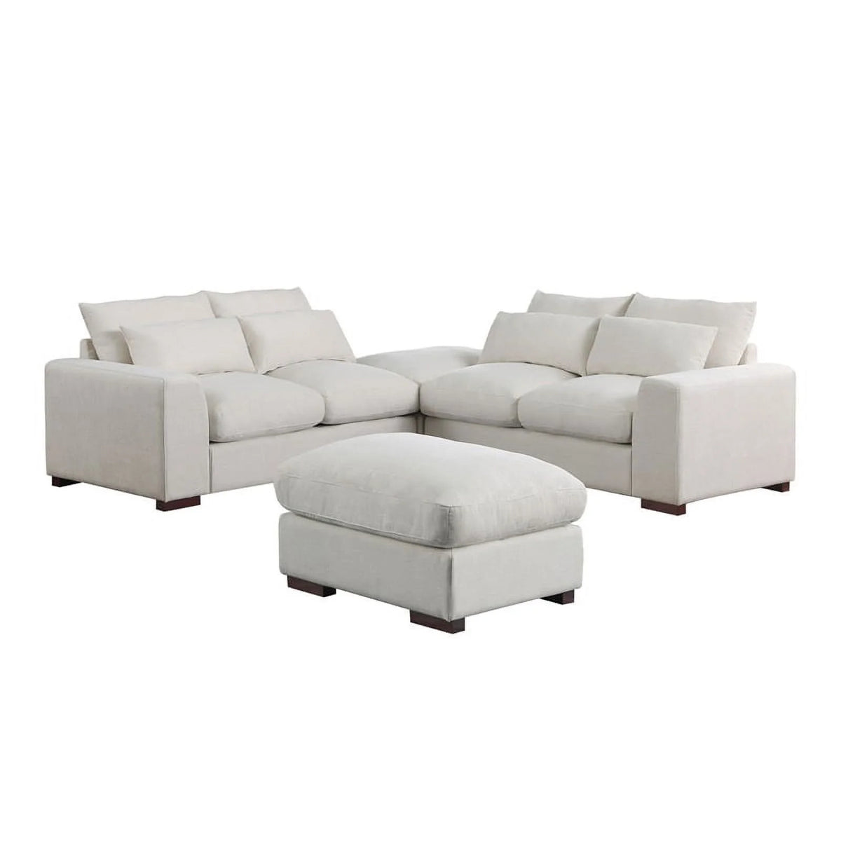Beige Reversible Modular Fabric Sectional Sofa with Two Ottoman N8119