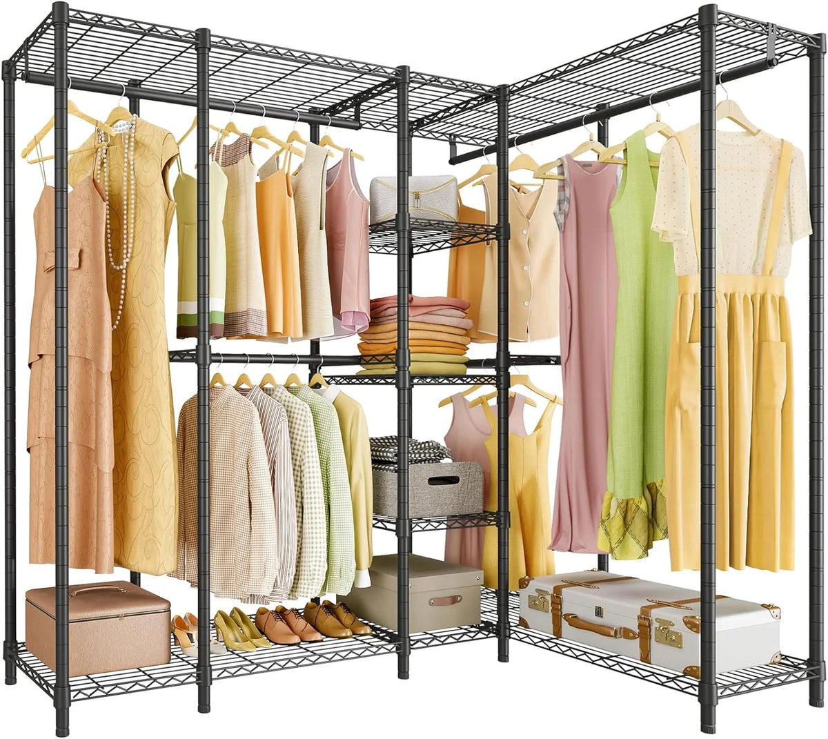 Black Freestanding Metal Clothes Rack N241