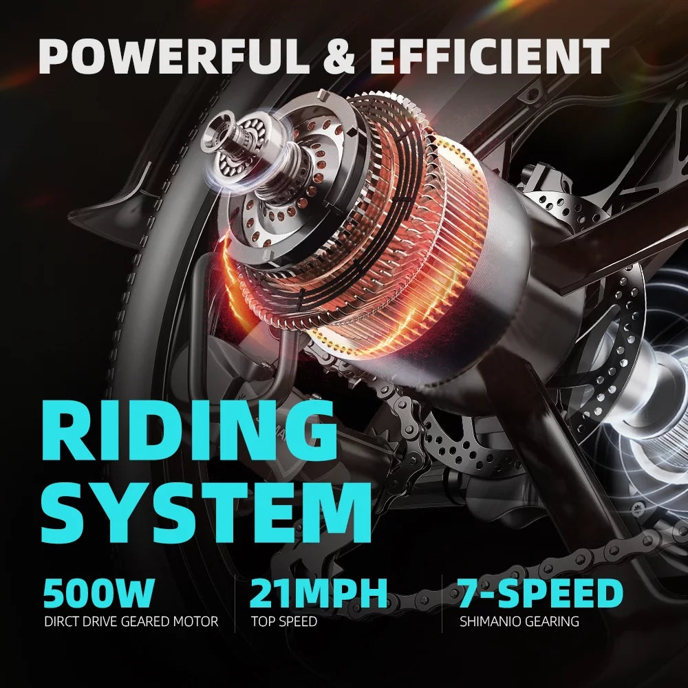 Folding Electric Bike 500W 48V 12.8AH 20'' Black V4710