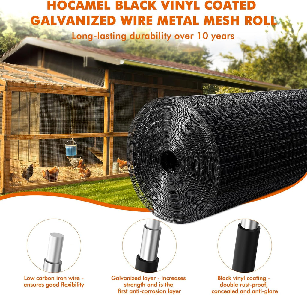 1/2 inch 36 x 100 ft 19 Gauge Black PVC Coated Galvanized Wire Mesh Roll N78860