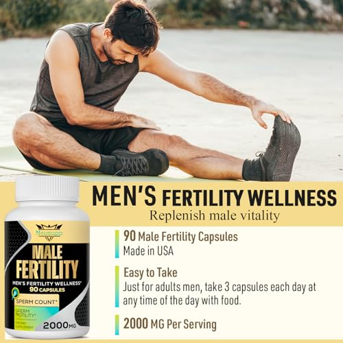 90 Capsules Male Prenatal Fertility Supplements with Maca Root, Zinc, Folate, B6, B12 L2506