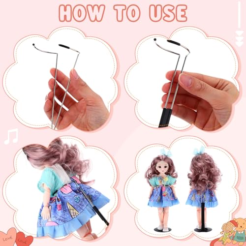 24 Pcs Adjustable Doll Stands with Expandable Waist Wire (White, Silver) Y5794