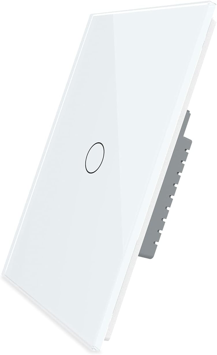 White 1 Gang 1 Way Tempered Glass Touch Light Switch, 2 Pack K763