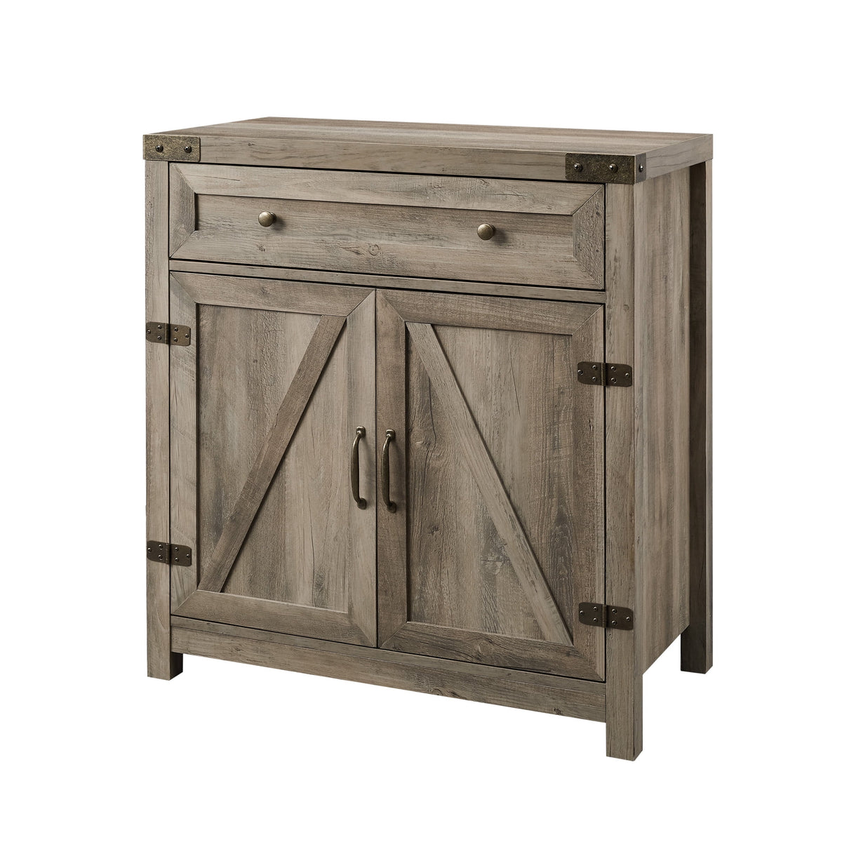 Grey Wash Sliding Barn Door Accent Cabinet E3757