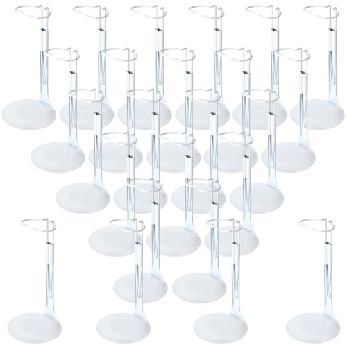 24 Pcs Adjustable Doll Stands with Expandable Waist Wire (White, Silver) Y5794