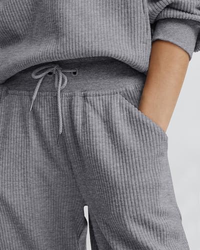 2 Piece Long Sleeve Half Zip Sweatshirt Sweatpants Lounge Set M4812