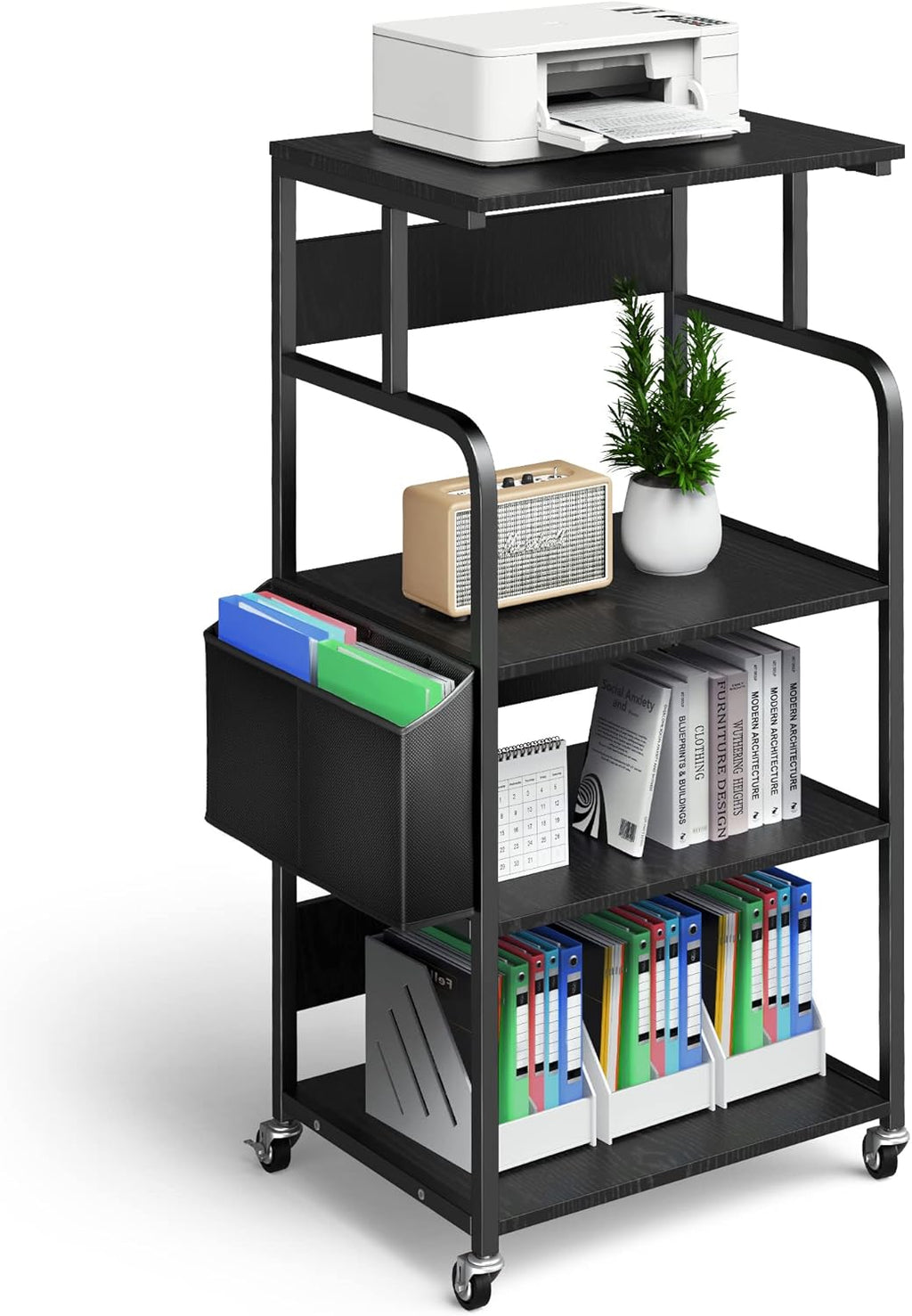 4 Tier Mobile Printer Stand with Storage Bag A3789