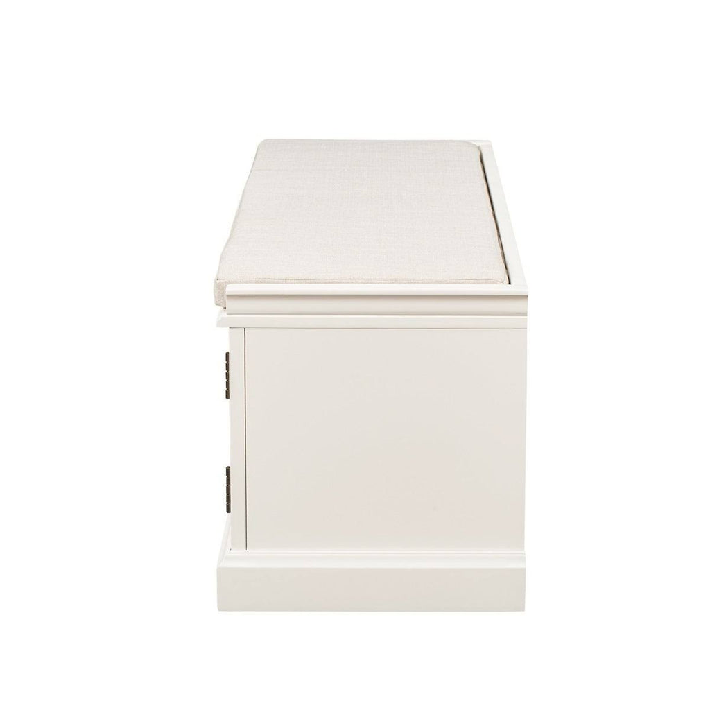 White Storage Bench with 2 Drawers and 2 Cabinets P7590
