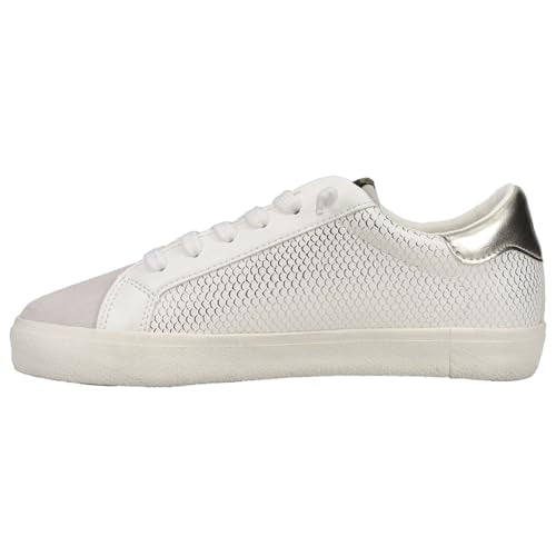 Gold Grey White Snake Lace Up Sneakers N396