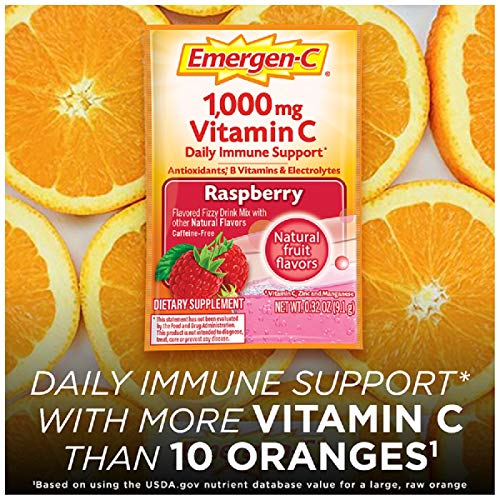 30 Count Raspberry Flavor Dietary Supplement Fizzy Drink Mix with 1000mg Vitamin C T50973