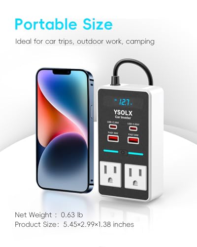 300W DC 12V to 110V AC Car Power Inverter with USB-C & USB-A L6946