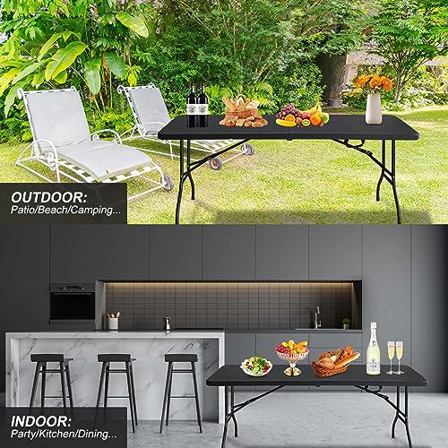 White Black Plastic Folding Table S607535