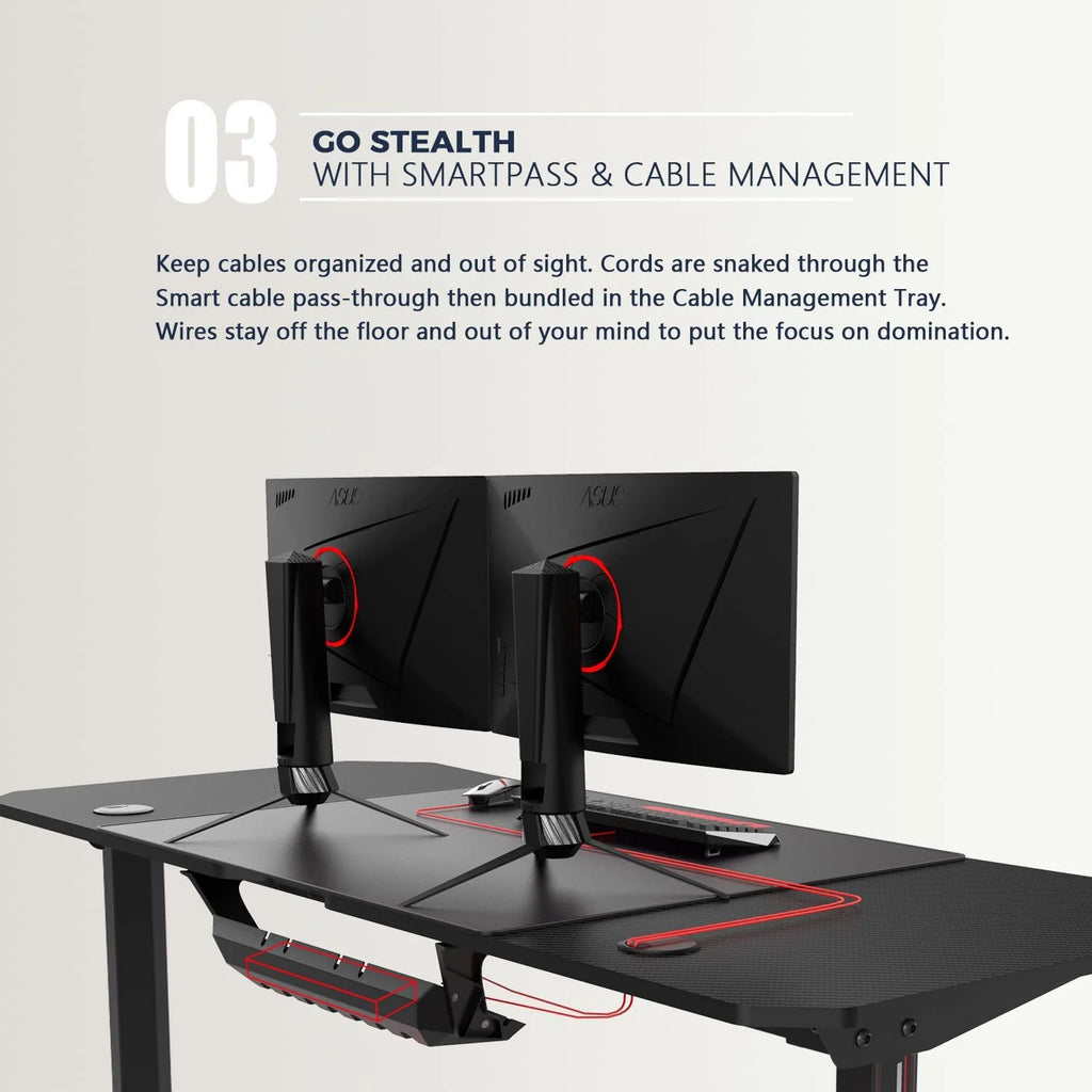 63 Inch Ergonomic Gaming Desk with Mouse Pad D370712