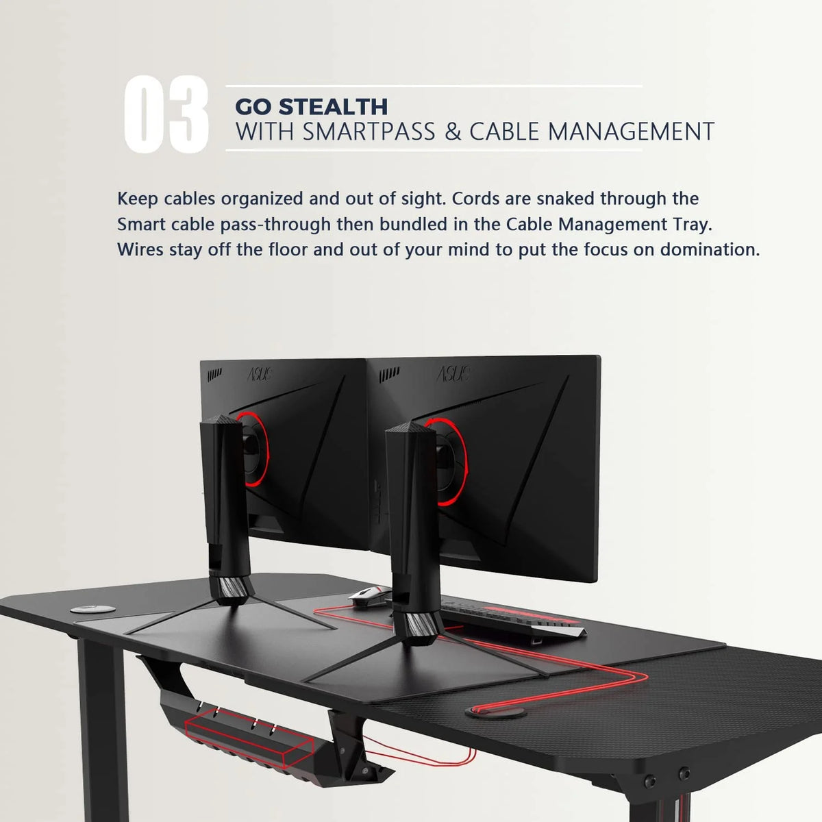 63 Inch Ergonomic Gaming Desk with Mouse Pad D370712