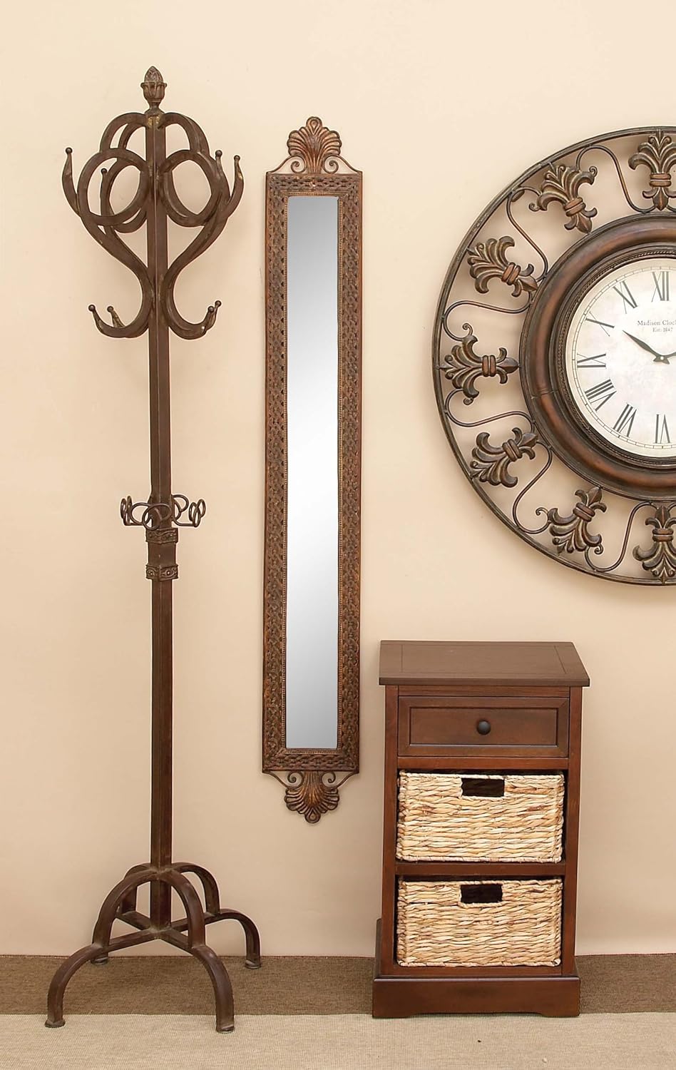 Modern Cabinet with 2-Wicker Basket H5728