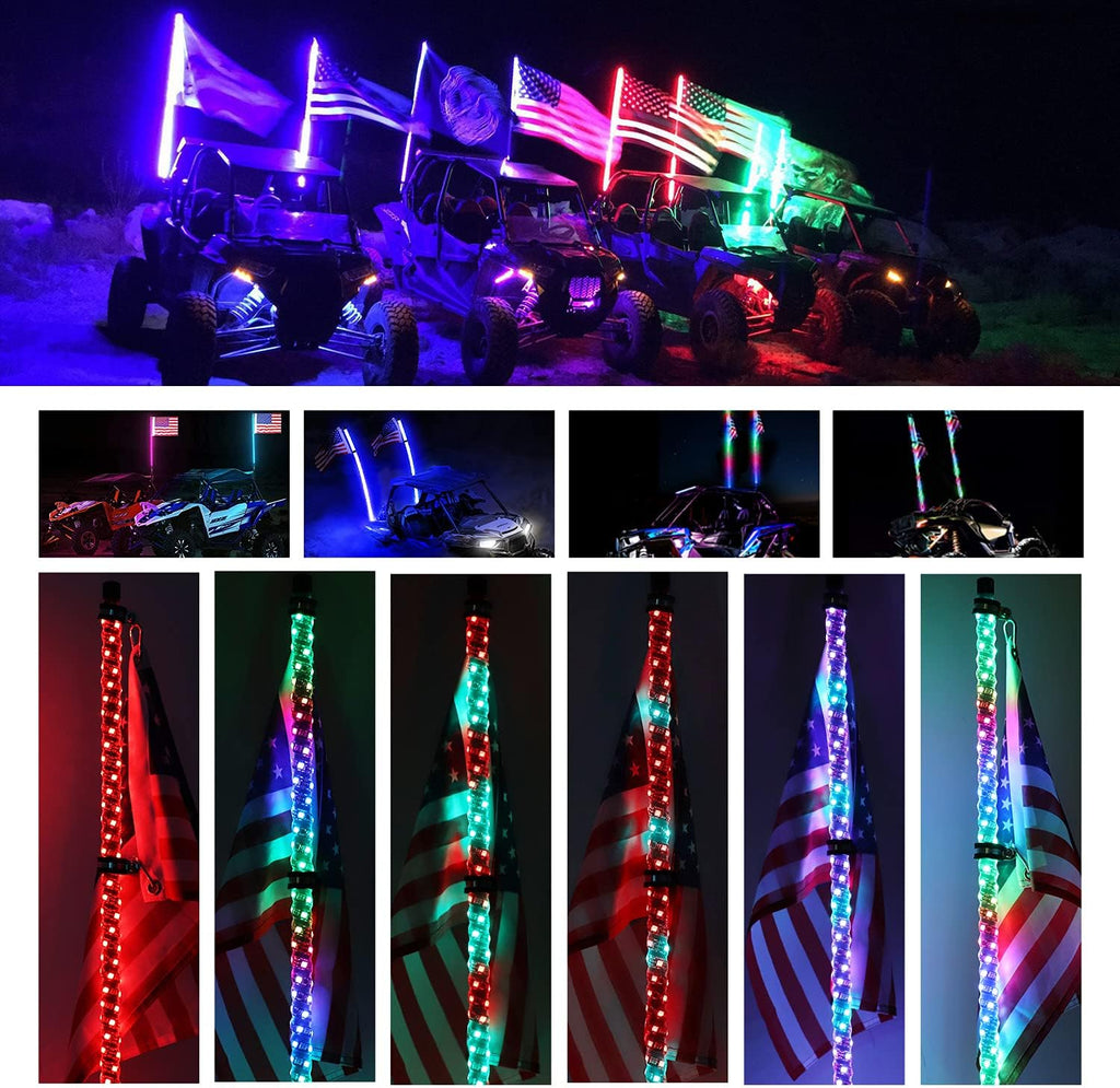 2 Pack Lighted Whips with Remote and App Control G29933