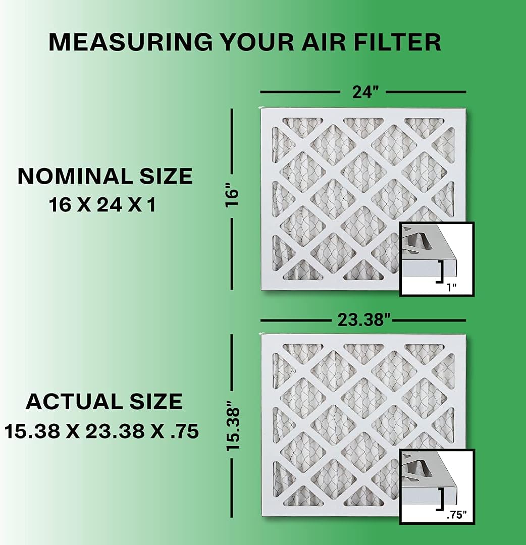 16x24x1 MERV 8 Pleated HVAC AC Furnace Filters with Activated Carbon (4-Pack, Black) G386718