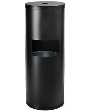 Black Floor Stand Gym Wipe Dispenser with Built-in Trash Can W2078