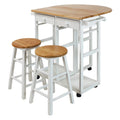 White Kitchen Cart with Drop-Leaf Table E2468