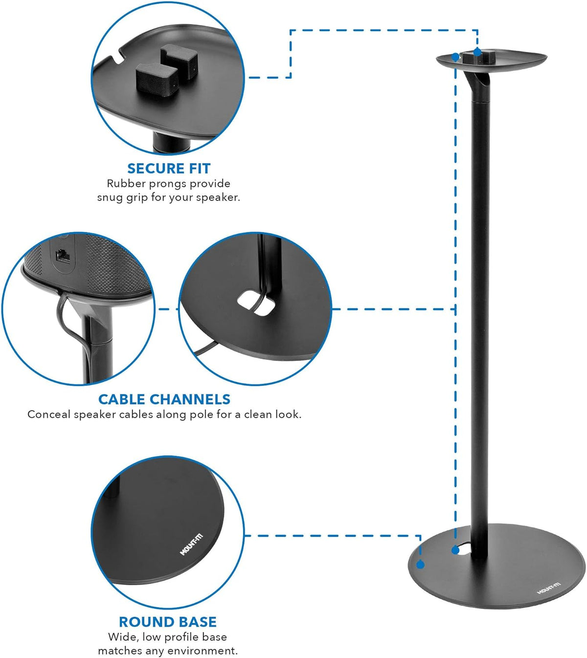 Matte Black Speaker Floor Stand I89016