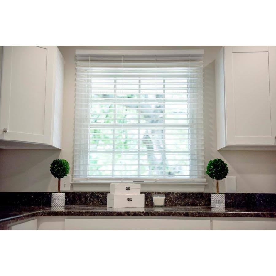 Cordless Soft White Faux Wood Room Darkening Blinds V64708