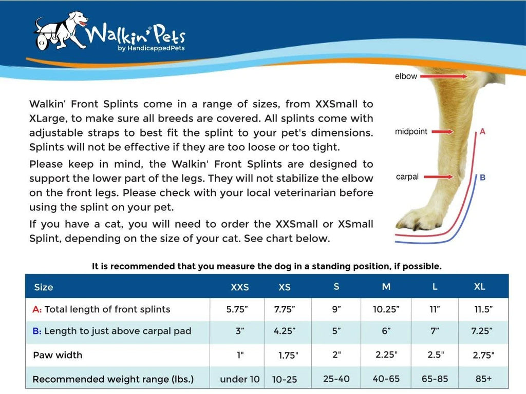 Dog Front Leg Splint with Foam Inserts J456