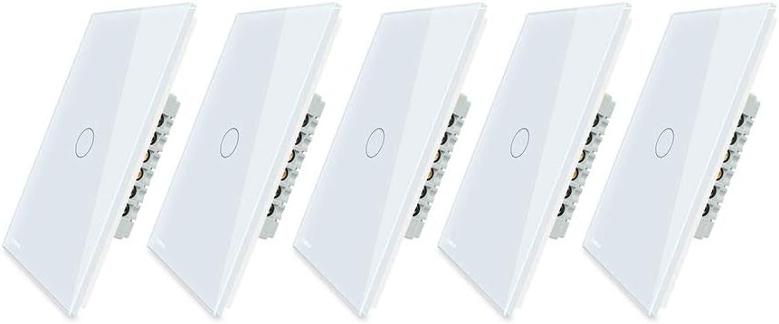 White 1 Gang 1 Way Tempered Glass Touch Light Switch, 2 Pack K763