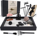 Zen Garden Desk Decor Set with Wooden Tray, White Sands, Rocks, Rake Tools, Pack of 2 F148