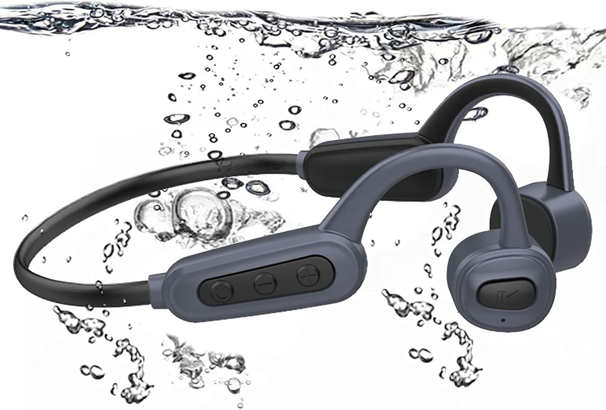 IPX8 Waterproof Bone Conduction Open Ear Headphones with 16G Memory Grey W354471