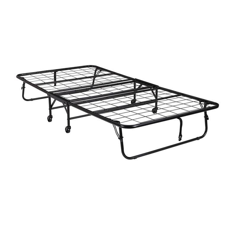 Twin Size Folding Guest Bed with Metal Frame and 5 inch Mattress in Black Z601