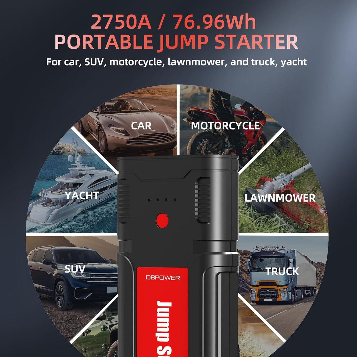2750A Peak 76.96Wh Portable Car Jump Starter 12V Battery Booster Pack C766