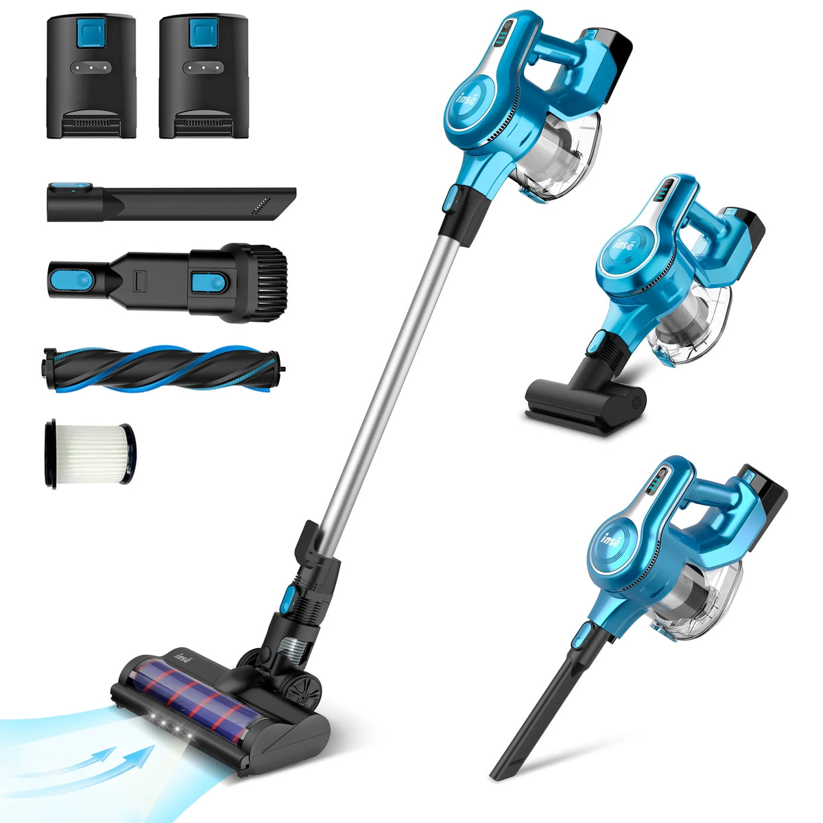 Cordless Vacuum Cleaner with 2 Batteries, 10-in-1 Lightweight Stick Vacuum Y363