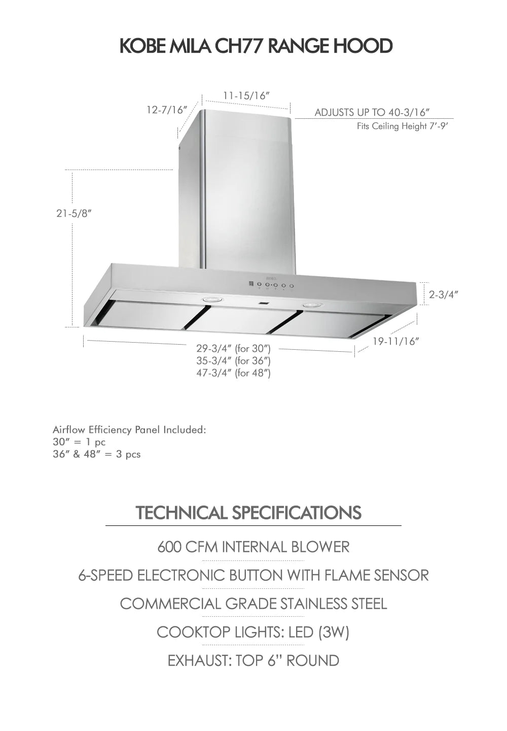30-Inch Wall Mount Range Hood in Stainless Steel U653460