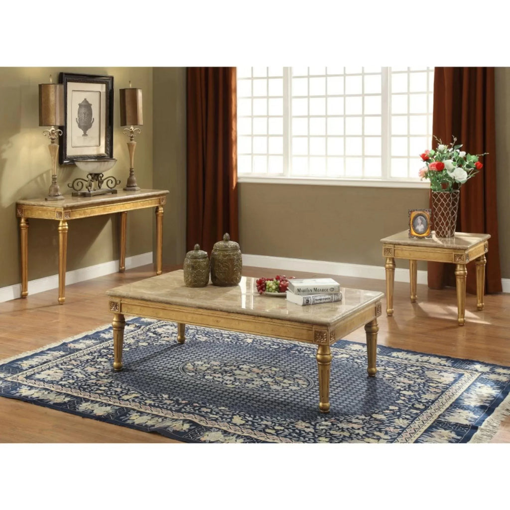 Beige Marble Antique Gold 3pcs Living Room Set B832