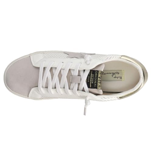 Gold Grey White Snake Lace Up Sneakers N396