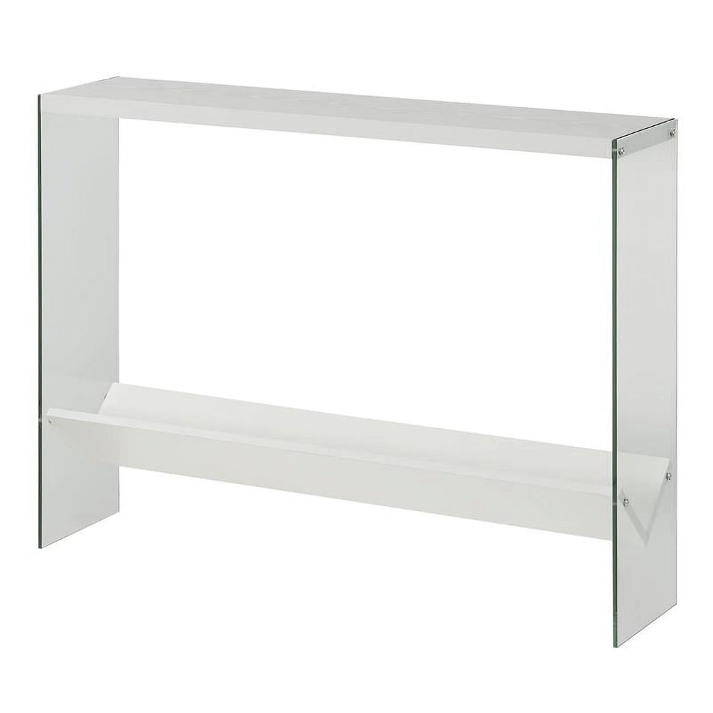 White Wood Console Table with Shelf F34161